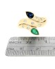 Blue Sapphire and Emerald Bypass Ring with Diamond Accents